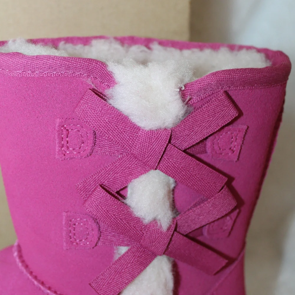 UGG‎ KOOLABURRA CLASSIC SUEDE FUR BOW BOOTS PINK